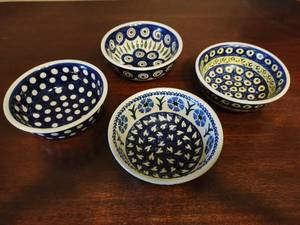 Four Polish Pottery Bowls