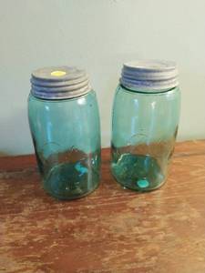 Pair Of Old Ball Jars With Zinc Tops