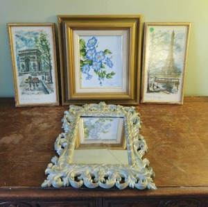 Mirror And Three Framed Prints