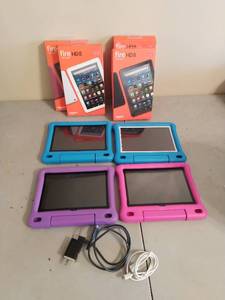 Four Amazon Fire HD8 Tablets
