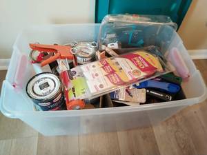 Bin Of Painting Supplies And More