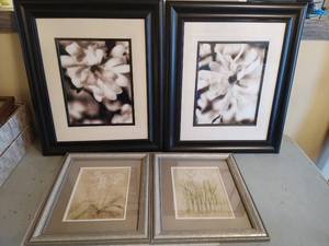 7 Pieces Of Framed Floral Art