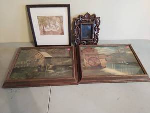 Three Pieces Of Framed Art And Extra Frame