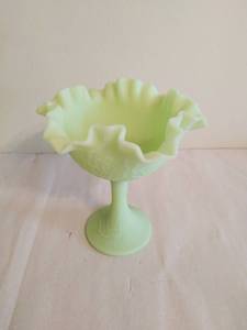 Green Custard Glass Footed Dish