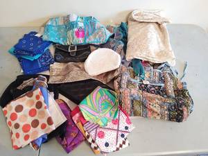 Collection Of Scarves, Fabrics, And Purses