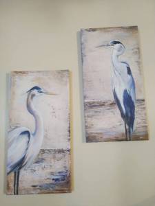 Pair of Canvas Crane Art