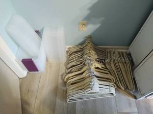 Collection of Hangers and Clear Shoe Boxes