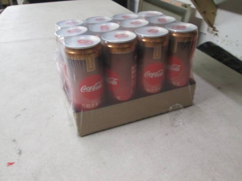 lot 251 image: case of 12 coke cola with coffee ca...