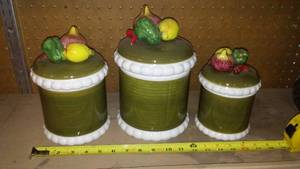 lot 47 image: Vintage Mid-Century Canister set (4 pc)