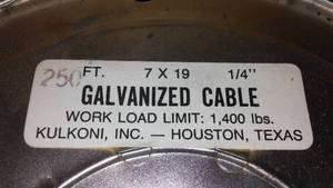 lot 75 image: 250 ft. Roll  Galvanized Cable