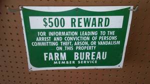 lot 143 image: Metal Farm Bureau Sign, 12 x 8 in.