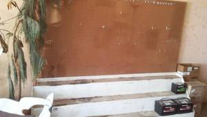 lot 158 image: Peg Board (8 ft. W), Hooks, Tiered Display