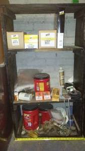 lot 205 image: Shelving with Contents. Wix Filters and more