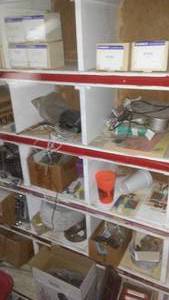 lot 420 image: Contents of Cubbies Water Outlets, Speakers, rechargeable inflator