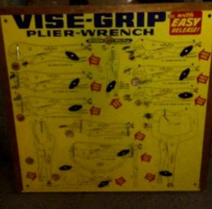 lot 350 image: Vise Grip Vintage Shop Hanger. 24 x 24 in.