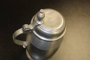 lot 10 image: Vintage Metal Decorative Beer Stein  Marks 1956 Finstain