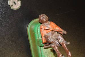lot 21 image: Vintage Cast Iron Mechanical Bank Horse Kick Repo from The Book of Knowledge