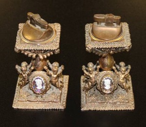 lot 41 image: Set of Ornate Metal Lighters with Stones