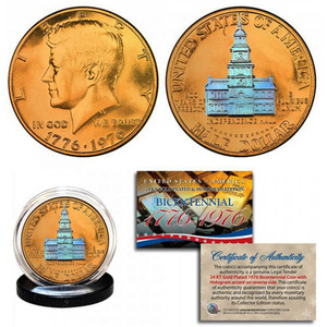 1976 Bicentennial Prism Hologram JFK Half Dollar (Gold Plated)