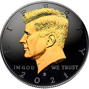 2021-D JFK Black Ruthenium Half Dollar (Gold Clad)