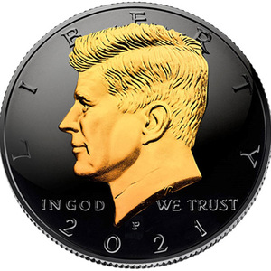 2021-P JFK Black Ruthenium Half Dollar (Gold Clad)
