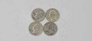 4 Quarters 90% Silver Coins