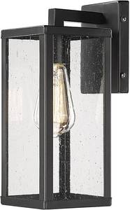 lot 15 image: Set of 2 Outdoor Wall Mount Lantern Lights, Black