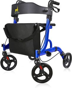 lot 29 image: DeerPlanet Rollator Walkers for Seniors and Adults, 8 Wheels, Blue