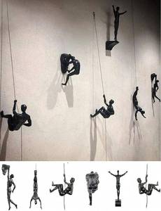 lot 30 image: 3D Climbing Man Handmade Wall Sculpture Statues (6pcs)