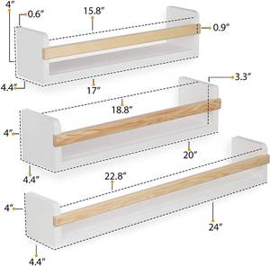 lot 42 image: Set of 3 Wallniture Utah Wall Mount Floating Bookshelves, White