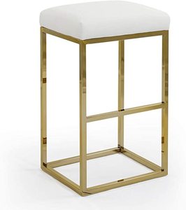 lot 62 image: Iconic Home Skyler GoldWhite Bar Stool Chair