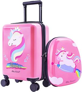 lot 64 image: iPlay, iLearn Unicorn Kids Luggage, Suitcase and Backpack, Pink