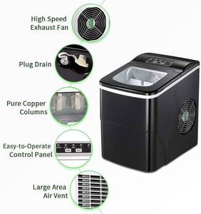 lot 110 image: AGLUCKY Portable Countertop Ice Machine, Black
