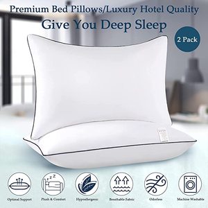 lot 128 image: 2 Pack of Queen Size Pillows wDown Alternative Filling