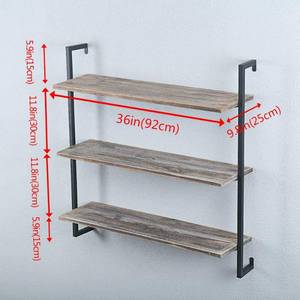 lot 166 image: Industrial Metal and Wood 3 Tier Floating Shelf Unit