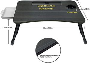 lot 167 image: Fayquaze Portable Laptop Bed DeskTable with Storage Drawer and Cup Holder, Black