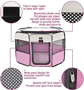 lot 169 image: 2 X-ZONE PET Portable Pet Playpens, PinkGrayWhite