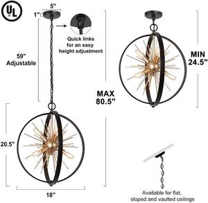 lot 158 image: Durent Lighting Black and Gold Chandelier,