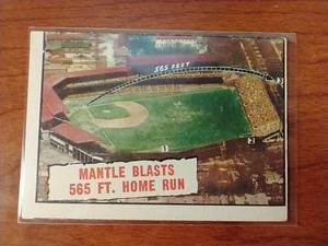 1961 Topps Mickey Mantle Blasts 565 Ft Home Run Card