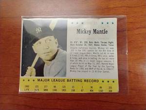 1963 Post Cereal Mickey Mantle Card