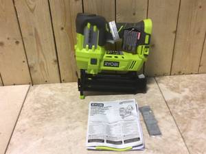 RYOBI ONE 18V Cordless AirStrike 18-Gauge Brad Nailer (Tool Only) with Sample Nails&nbsp&nbspCustomer Returns&nbsp See Pictures