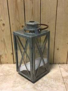 Hampton Bay 14 in. H Galvanized Metal And Glass Lantern&nbsp&nbspCustomer Returns&nbsp See Pictures