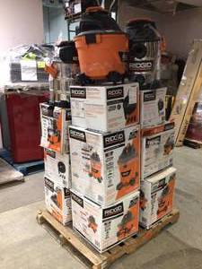 Pallet of Assorted 15 Boxes of Ridgid WetDry Shop Various Various Models and Conditions See Pictures
