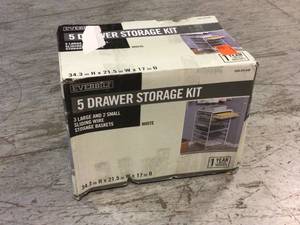 34.76 in. H x 21.50 in. W White Steel 5-Drawer Close Mesh Wire Basket by Everbilt Customer Returns See Pictures