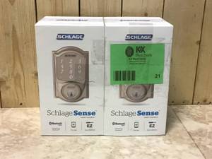 Lot of 2  Camelot Satin Nickel Sense Smart Door Lock by Schlage