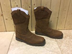 Mens Stanton Waterproof Wellington Work Boots - Steel Toe - Bison Brown Size 11.5(W) by DEWALT Customer Returns See Pictures