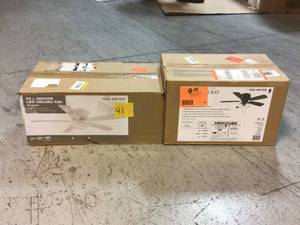 lot 41 image: Lot of LED Indoor White Ceiling Fan with Light Kit Customer Returns See Pictures