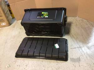 lot 43 image: IRIS 82 Qt. Remington Weather Tight Store-It-All Storage Bin in Black Customer Returns See Pictures