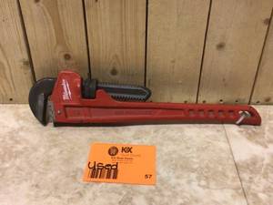 lot 57 image: 18 in. Heavy-Duty Cast Iron Pipe Wrench with 2 in. Jaw Capacity   USED Customer Returns See Pictures