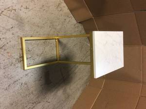 lot 80 image: Silverwood Furniture Reimagined Bryson Gold and Faux Marble C Accent Table Customer Returns See Pictures
